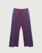 Denim Panel Flare Sweatpant Purple front view