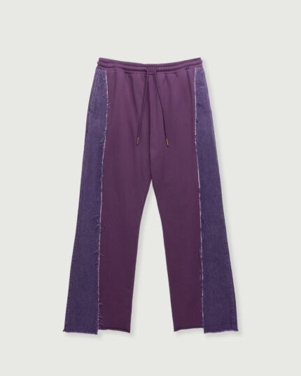 Denim Panel Flare Sweatpant Purple front view