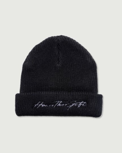 Script Beanie Black front view
