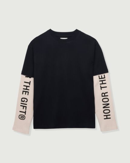 Honor Double Sleeve Tee Black front view