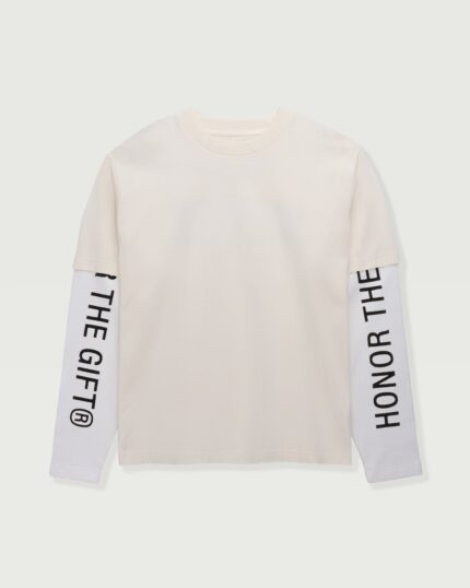 Honor Double Sleeve Tee Bone front view