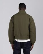 Script Puffer Jacket Olive side view