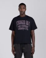 Stronger As A Collective Tee Black worn by model