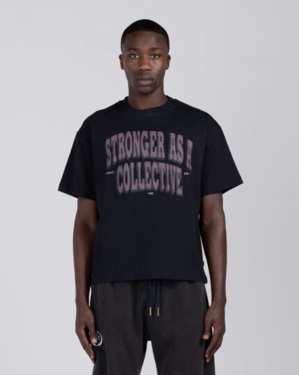 Stronger As A Collective Tee Black worn by model