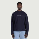 Dont Overthink It Crew Navy worn by model