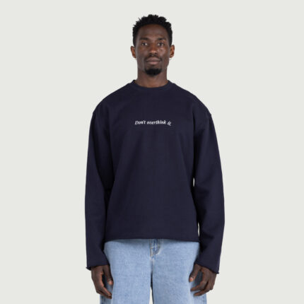 Dont Overthink It Crew Navy worn by model