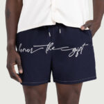 Hybrid Cursive 5 inch Trunk Navy side view