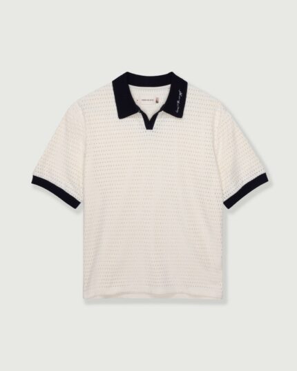 Pique Colorblock Polo Bone front view
