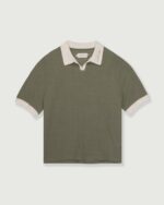 Pique Colorblock Polo Sage front view