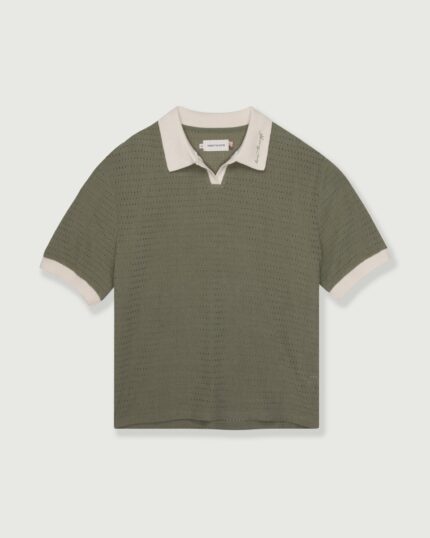 Pique Colorblock Polo Sage front view
