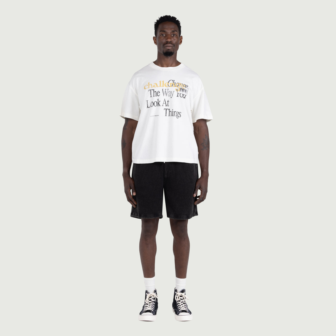Rib Knit Drawcord 7 Shorts - Black Rib Knit Drawcord 7 inch Shorts Black worn by model