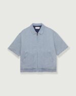 Vintage Indigo Zip Front Short Sleeve Light Indigo front view