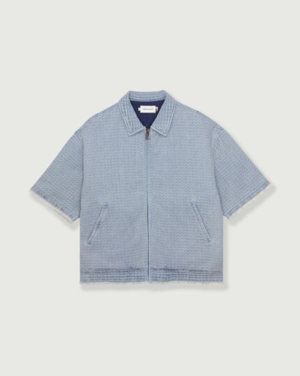Vintage Indigo Zip Front Short Sleeve Light Indigo front view