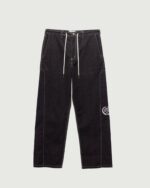 Twill Embroidered Pant Black front view