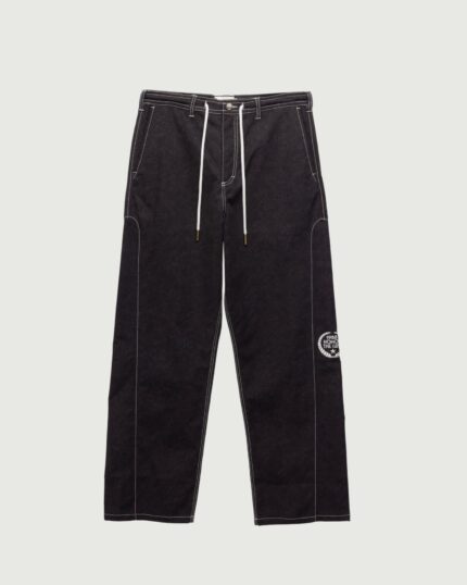 Twill Embroidered Pant Black front view