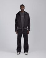 Twill Embroidered Pant Black worn by model