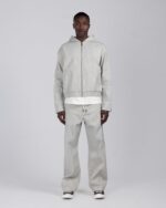 Twill Embroidered Pant Stone worn by model
