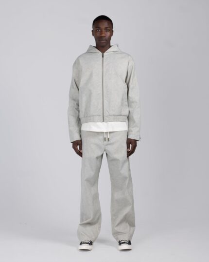 Twill Embroidered Pant Stone worn by model