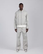 Twill Hooded Jacket Stone streetwear look