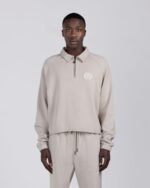 Vintage Terry Quarter Zip Vintage Stone worn by model