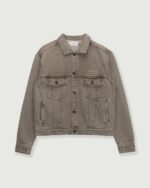 Washed Twill Trucker Taupe front view