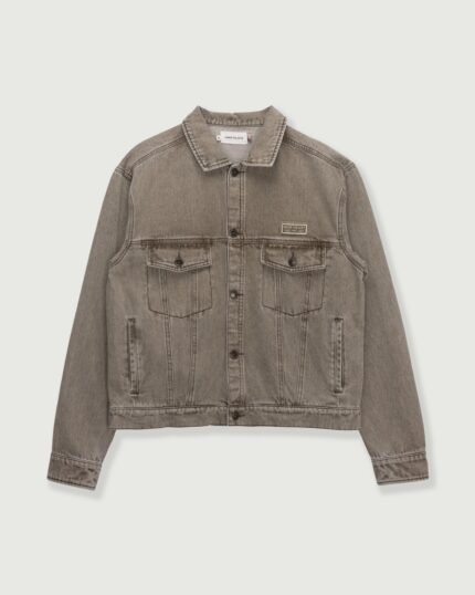 Washed Twill Trucker Taupe front view