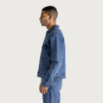 Washed Twill Trucker Indigo side view on model